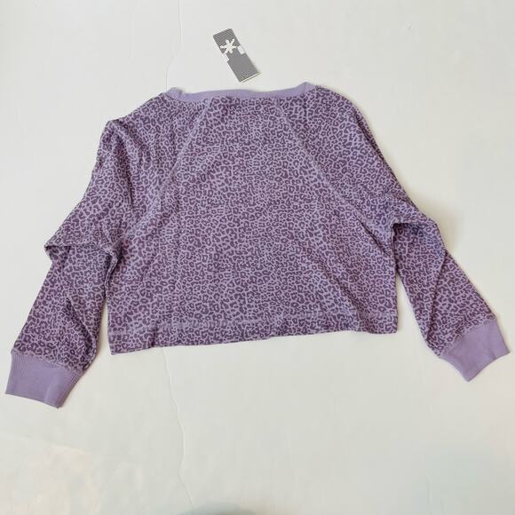 NWT Splendid Size 7 Cropped Twinkle Leopard Top in Purple - Picture 3 of 4